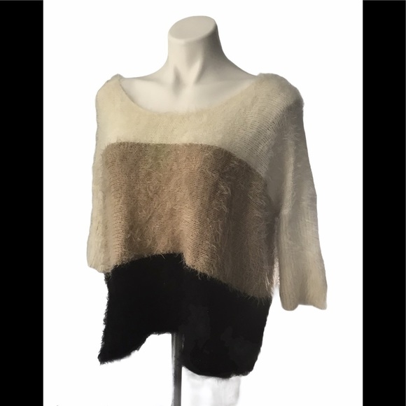 Gianni Bini Fuzzy Color Block Sweater - Picture 1 of 8